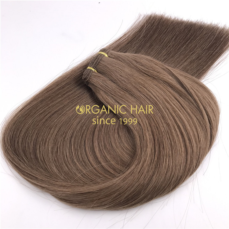 Light brown #8 human full cuticle hand tied wefts X313